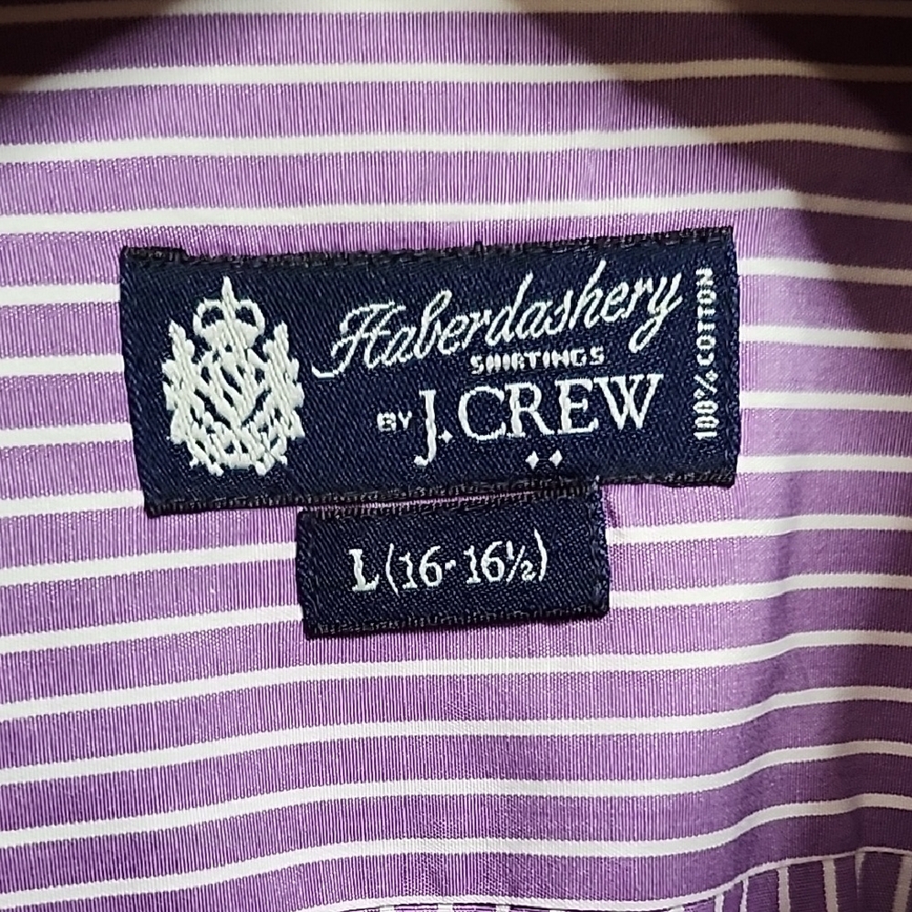 J.Crew Habedashery, Mens purple stripe, 80's 2-ply, size 16-16.5